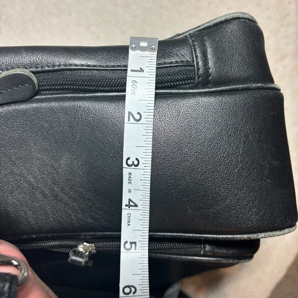 $499 Charles Tyrwhitt Grain Leather Messenger‎ Black Bag Solid Adjustable Strap